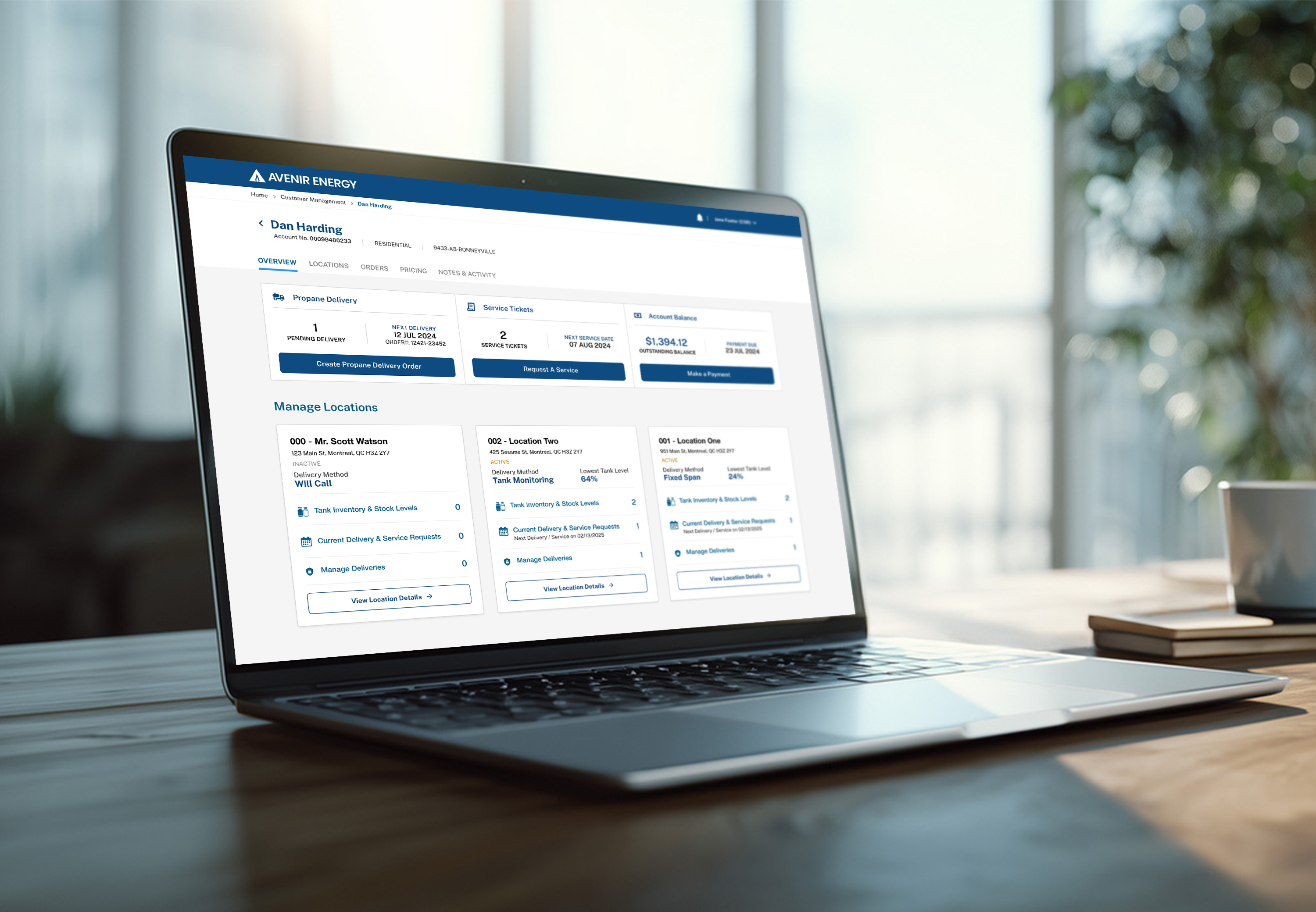 Avenir Energy — Customer Management Portal
